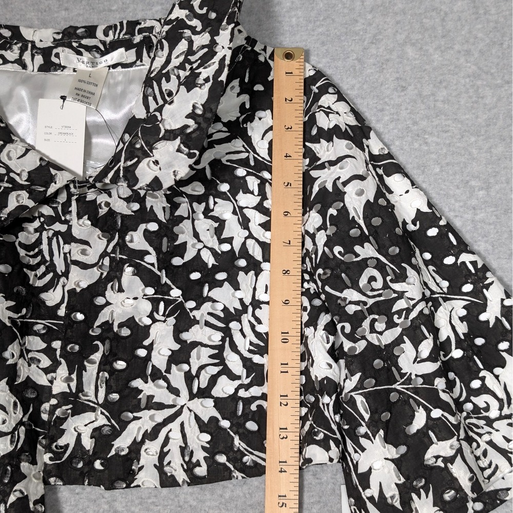 Vertigo Paris Bolero Jacket Womens Large Lined Floral Eyelet MSRP$210 - Picture 5 of 6